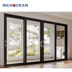 Porte Scorrevoli in Alluminio Nero Antiuragano RICHOCEAN, Porte Esterne Scorrevoli a Doppio Vetro Temperato per Casa - Product Image 2