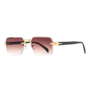 Nuevas Gafas de Sol Sin Marco con Lentes Biseladas UV400 para Mujer, Lentes de PC con Degradado Negro, Protección Solar Tipo 3 - Product Image 5