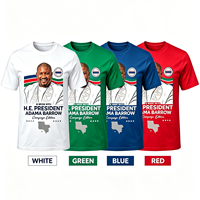 T-shirt de campagne imprimé H.E. Président Adama Barrow, en polyester, pour rallye électorale en Gambie, à manches courtes, personnalisable