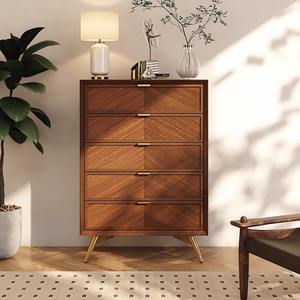 Cómoda de seis cajones estilo vintage, gabinete de almacenamiento de madera maciza para dormitorio, sala de estar, diseño moderno - Product Image 2