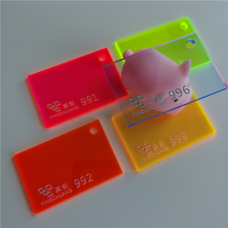 Yingchuang High Gloss Colored Neon Green/pink/orange Cast Acrylic Sheet 1220X2440 3mm 5mm 4mm Color for Decoration Material