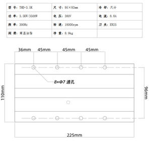 3.5KW ER25 공냉식 스핀들 모터 중국 공장 3.5kw 공냉식 cnc 라우터 목재 작업을위한 스핀들 모터 ER25 - Product Image 3