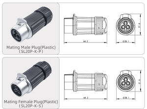 <span class=keywords><strong>SL20</strong></span>/LP20 prise d'aviation droite accouplement en plastique mâle femelle <span class=keywords><strong>2</strong></span> 3 4 5 6 7 9 12 14 connecteur en métal à souder carré à montage avant - Product Image 4