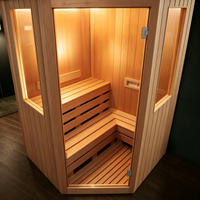 Cabine de sauna infrarouge lointain à faible EMF en bois de pruche massif avec verre trempé de 8 mm pour spa à domicile
