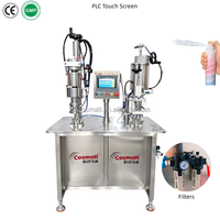 Machine de remplissage et de scellage pneumatique binaire pour aérosols, personnalisée 30-500ml, remplisseuse BOV (Bag on Valve) avec écran tactile PLC pour cosmétiques
