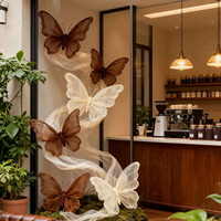 Ensemble de fleurs artificielles géantes faites à la main L102, couleur marron beige, fleurs en organza, papillon géant pour la décoration de mariage en intérieur et en extérieur