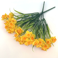 Bunga Daffodil Sutra Buatan 7 Cabang Realistis Modern untuk Dekorasi Pernikahan, Simulasi Bunga Asli Grosir