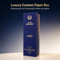 Boîte à souvenirs en papier de qualité supérieure imprimée sur mesure avec insert en mousse moulée pour ensemble cadeau de tequila et brandy à étiquette privée