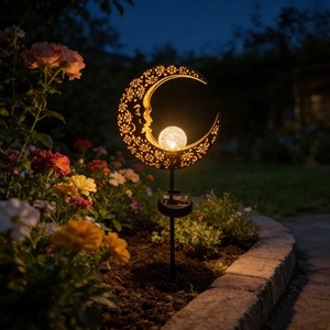 Solar Moon Garden <b>Light</b> <b>Led</b> Outdoor Decorative Stake Water Resistant Solar Powered Patio Lawn Lighting - Product Image 1