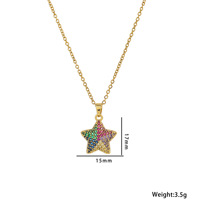 Haute qualité pentagramme collier pendentif en acier inoxydable diamant 18K plaqué or Zircon mode bijoux collier chaîne pour les femmes