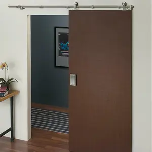 Kit de porte coulissante murale en acier inoxydable pour porte de bureau double moderne Quincaillerie pour porte de grange