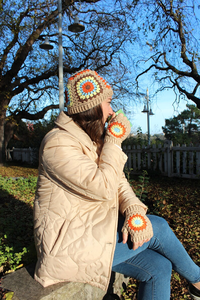 Bohemian Crochet <b>Hat</b> <b>and</b> Fingerless Gloves <b>Set</b> Acrylic Winter <b>Scarf</b> <b>Hat</b> <b>and</b> Glove <b>Set</b> for Adult <b>Women</b> - Product Image 6