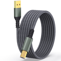Cable de impresora Usb 2,0 A-macho a B-macho chapado en oro negro trenzado de nailon de 10 pies para Hp Cannon Brother Samsung Dell