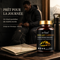 BIYODE Très Populaire Shilajit de l'Himalaya 600mg Gélules Complément Bien-être En Stock Faible MOQ Vente en Gros Direct Usine