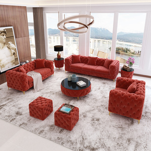 <span class=keywords><strong>NOVA</strong></span> Nordic Luxury Lounge Sala de estar Sofá 2 + 1 + 3 Tapizado Tela de terciopelo verde Sofá Chesterfield Conjunto de muebles seccionales - Product Image 4