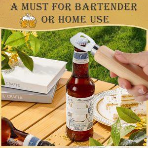 Abridor de Botellas de Madera para Cerveza, <span class=keywords><strong>Sidra</strong></span> y Vino con Mango de Madera Resistente, Juego de Regalo Grabado para Bodas, Fiestas, Hogar, Cocina, Bar, Bartending - Product Image 4