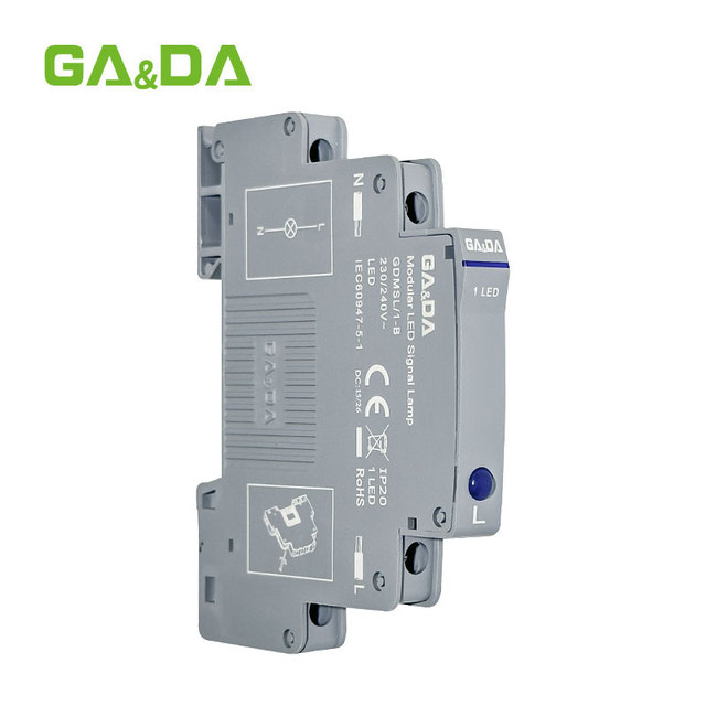 GA&DA Modular Industrial LED Indicator Light GDMSL-1-B 35mm DIN Rail Mount 24V 230V AC/DC IP20 Protection Flame Retardant PC
