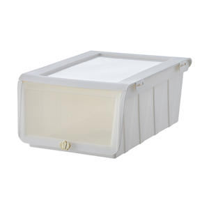 <b>White</b> Rectangle <b>Shoe</b> <b>Storage</b> Box Drawer Style Transparent Organizer Standing Type Strong Load Bearing Capacity Movable - Product Image 3