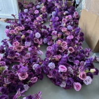 Décoration de table de mariage IFG, centre de table en fleurs artificielles de couleur violet foncé, candelabre de fleuriste