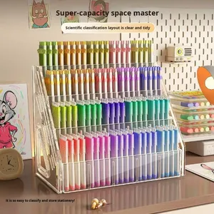 Органайзер для ручек и кистей из пластика, большой емкости, с разделителями, для акварельных ручек, настольный, для хранения маркеров - Product Image 2