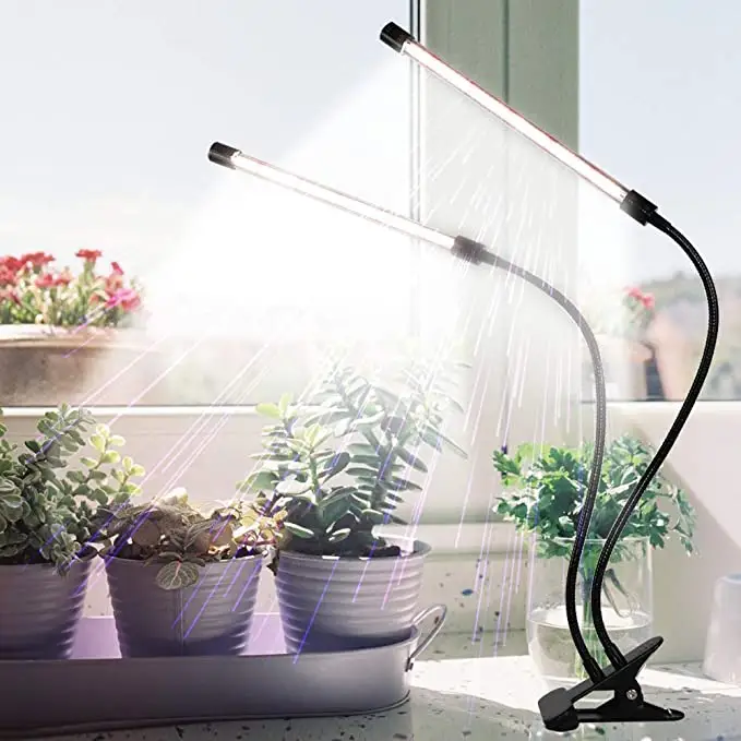 새로운 화이트 Sunlike 전체 스펙트럼 성장 빛 20W 듀얼 헤드 LED 식물 성장 빛 책상 클립 램프 Dimmable 구즈넥 라이트