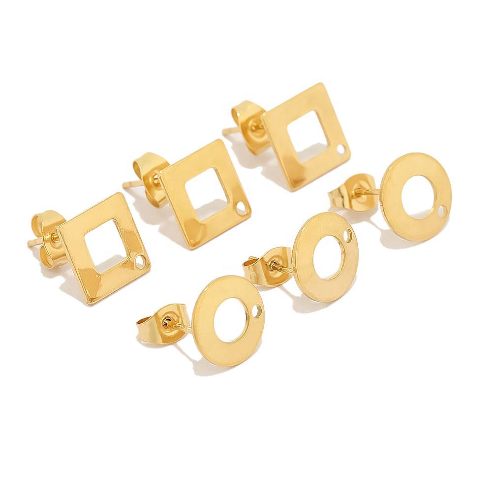 Stainless Steel Hollowed Out Back Word Round Stud Accessories DIY Pendant  Earrings Material Jewelry Accessories - Main Image