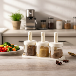 3 pezzi eco-friendly 400ml vasetto di spezie con coperchi e vassoio per l'organizzazione della cucina e la conservazione del ristorante - Product Image 3