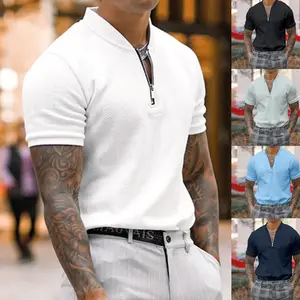 2023 Summer New Lapel Polo Shirt Men's Short-sleeved Men's T-shirt Men's Casual Tight Top