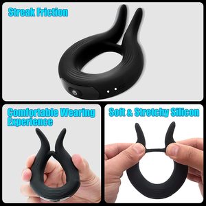 10 Modes de vibration oreilles de lapin 1ère génération <span class=keywords><strong>anneau</strong></span> de verrouillage de sperme mâle Rechargeable Silicone <span class=keywords><strong>vibrant</strong></span> <span class=keywords><strong>anneau</strong></span> d'essence de verrouillage ouvert - Product Image 4