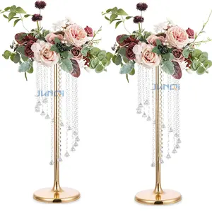 Luxurious Crystal Flower Stand Wedding Centerpieces on Floor Tall Metal Flower Arrangement Stand Tabletop Flower Vase