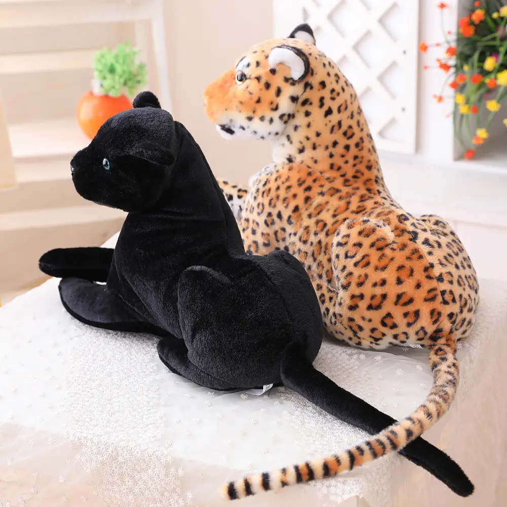 Venta caliente juguetes de peluche de animales salvajes realistas juguetes de animales de peluche artificiales juguetes de peluche de leopardo simulado para niñas