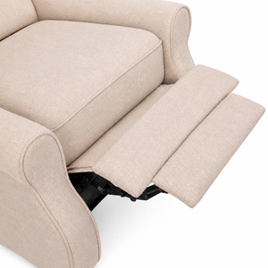 Sillón Reclinable Clásico con Respaldo Extensible y Tapizado en Tela, con Detalles de Tachuelas y Estructura de Madera para Sala de Estar - Product Image 6