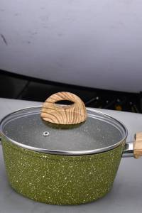 Casserole en aluminium forgé avec revêtement en marbre, antiadhésive, compatible avec les cuisinières à induction et à gaz, idéale pour la cuisine - Product Image 3
