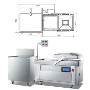 Machine de mise sous vide industrielle à double chambre pour aliments, poisson, sandwichs, avec tunnel de rétraction à eau chaude - Product Image 1