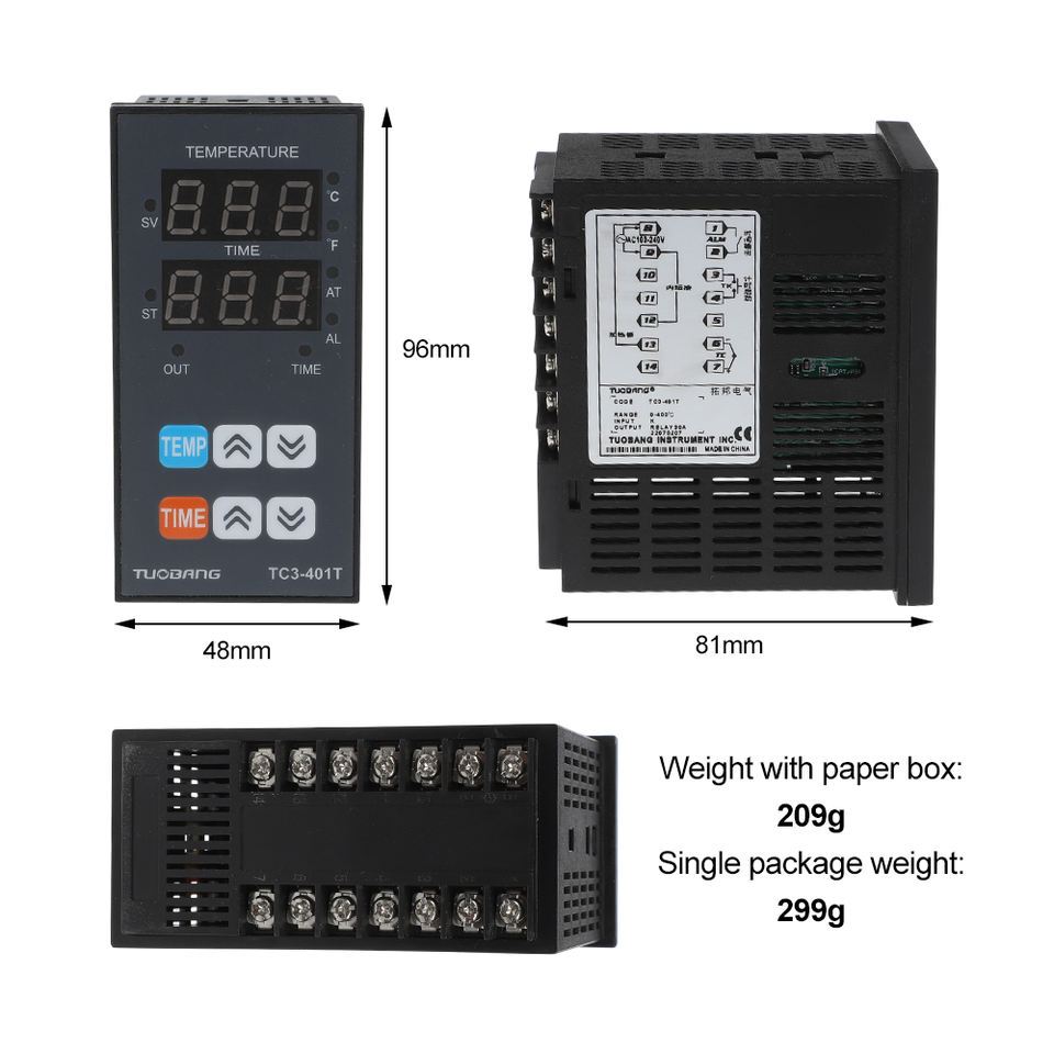 Multifunctional TC3-401 Thermal Transfer Printing Machine ABS 48*96 Temperature Controller Time Integration Digital Display