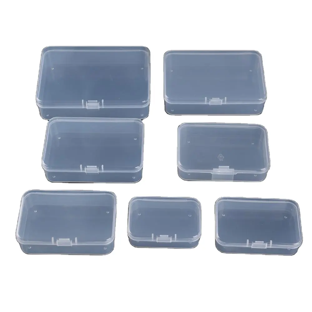 Mini caja de almacenamiento de plástico rectangular transparente, 7,5 CM de longitud