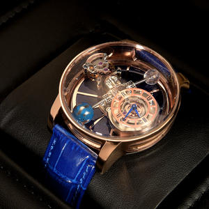 Relojes PINDU Design para Hombre, Serie Celestial, Espejo Curvo, Diseño Transparente, Escala de Números Romanos, Reloj de Cuero Impermeable para Hombre - Product Image 4