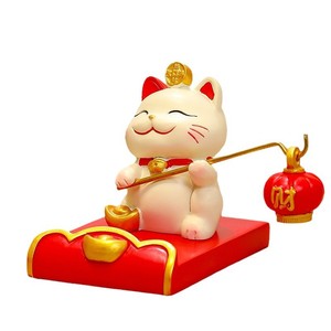 Soporte para Teléfono con Forma de Gato de la Suerte, Decoración de Escritorio de Resina Feng Shui, Regalo de Año Nuevo Chino, Pieza Individual - Product Image 5