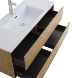 Mobile da Bagno Sospeso Personalizzato da <span class=keywords><strong>32</strong></span> <span class=keywords><strong>Pollici</strong></span> con Lavabo Singolo e Colonna Laterale, Stile Minimalista Colore Grigio Moderno, Multidimensionale in MDF e Multistrato - Product Image 6