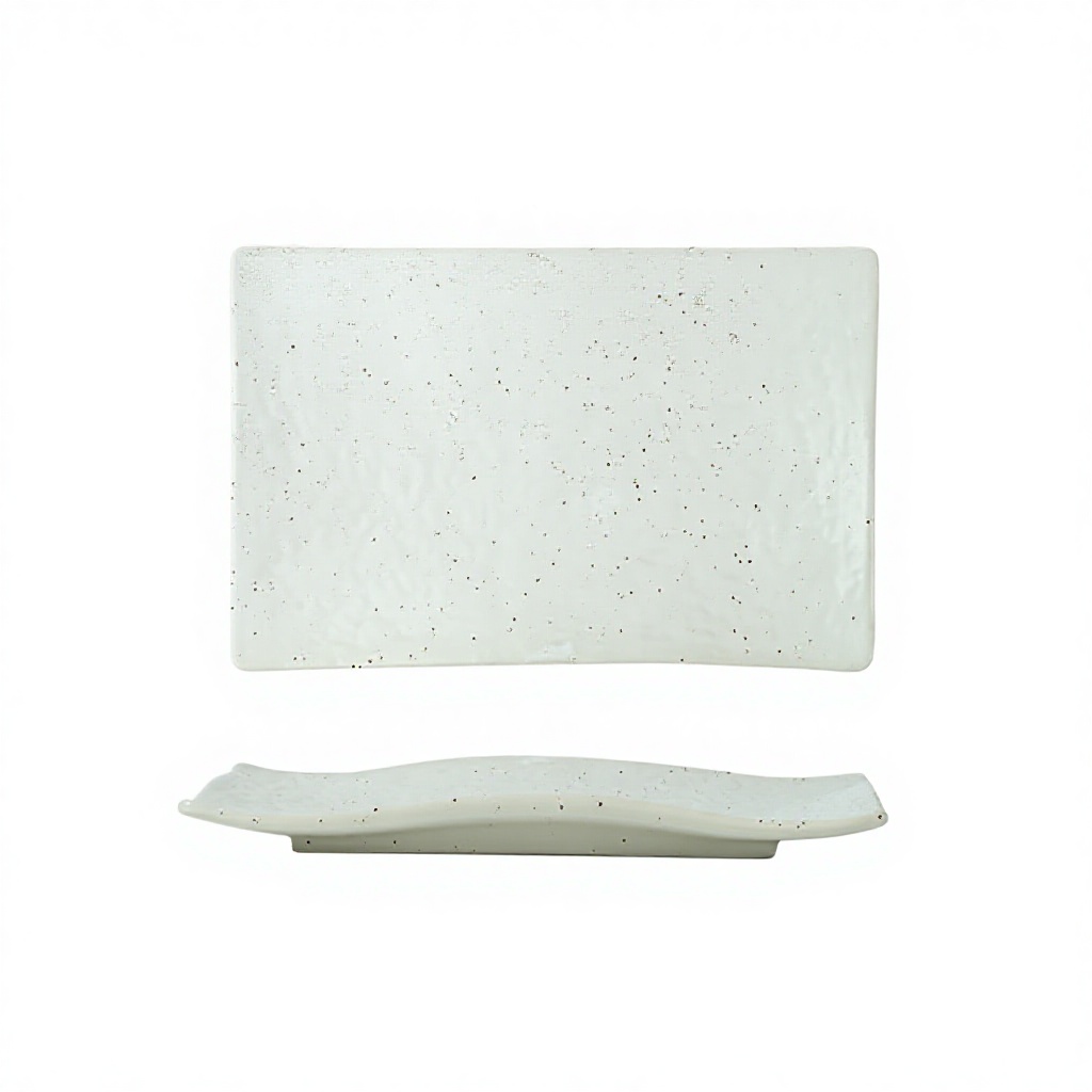 Plato de sushi ondulado-blanco liso