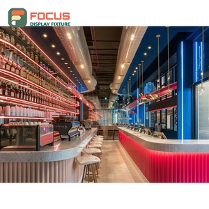 เคาน์เตอร์บริการคาเฟ่แบบครบวงจร พร้อมหน้าต่างกระจกใสสำหรับจัดแสดงขวดน้ำเชื่อม และเคาน์เตอร์บริการร้านคั่วกาแฟ - Product Image 2