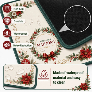 Vintage Coastal Ocean Mahjong Play Mat Premium Anti-Slip Neoprene Table Protection Pad with Built-in Scoring Guide - Product Image 5