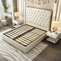 Meubles d'hôtel de style crème moderne nordique Ensemble de lit à plateforme queen size pour hôtel chez l'habitant