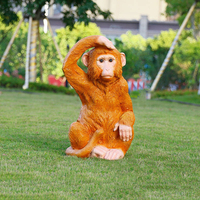 Maßgefertigte, handbemalte, lebensgroße, simulierte Orang-Utan-Statue aus Fiberglas für Garten, Park und Wald