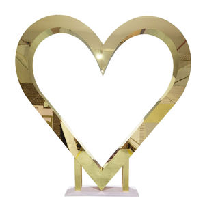 New Type <b>Backdrop</b> Heart Shape Wedding Gold Acrylic Flower Arch <b>Stand</b> Background for Wedding Stage Decoration - Product Image 1