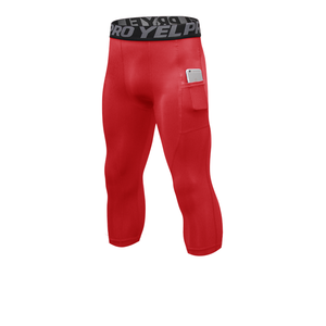 Pantalones de compresión 3/4 para <span class=keywords><strong>hombre</strong></span>, medias deportivas para correr, atléticas, geniales, secas - Product Image 4