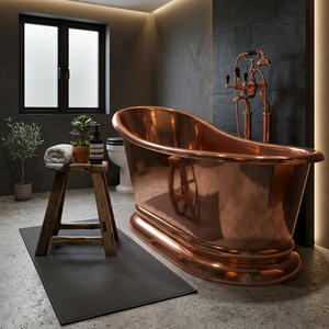Baignoire autoportante ovale en cuivre, baignoire à poser pour salle de bain, hôtel, villa - Artisanat indien - Product Image 1