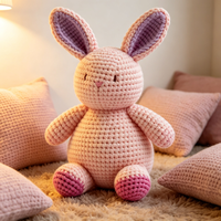 Adorable lapin en peluche fait main au crochet, figurine animale en tricot doux personnalisée, jouet en peluche sur mesure en gros