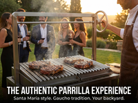 Barbecue argentin Santa Maria Panjoy 40 pouces en acier inoxydable moderne, hauteur réglable, 2 brûleurs, charbon de bois, Asado Parrilla