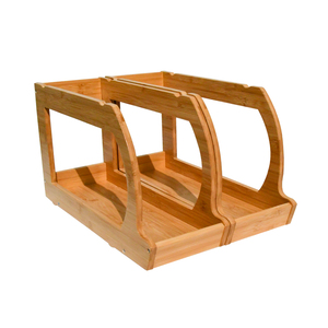 Étagère de rangement en bambou naturel à Offres Spéciales unique empilable pour économiser de l'espace dans la cuisine - Product Image 3